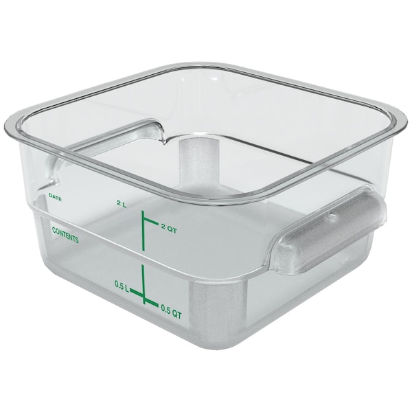 Carlisle Foodservice Squares Polycarbonate Food Storage Container, 2 qt, 7.13 x 7.13 x 3.8, Clear, Plastic 1195007 - main